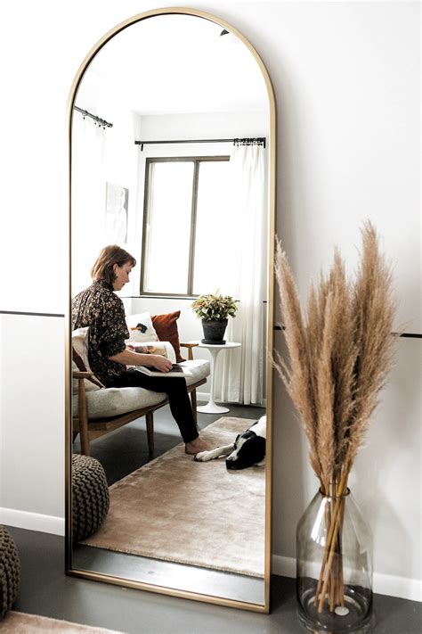 THE RANCHALOW DRESSING ROOM REVEAL: Metal Framed Arched Floor Mirror from west elm | Living room ...