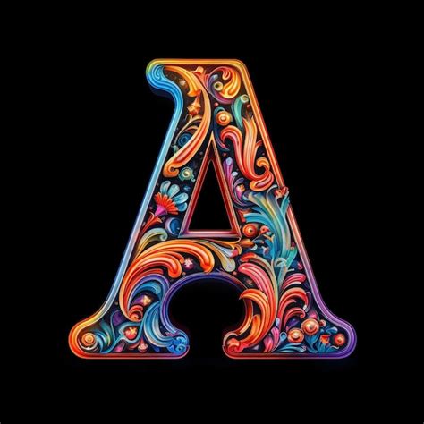 Premium AI Image | Capital letter alphabet neon color on black background