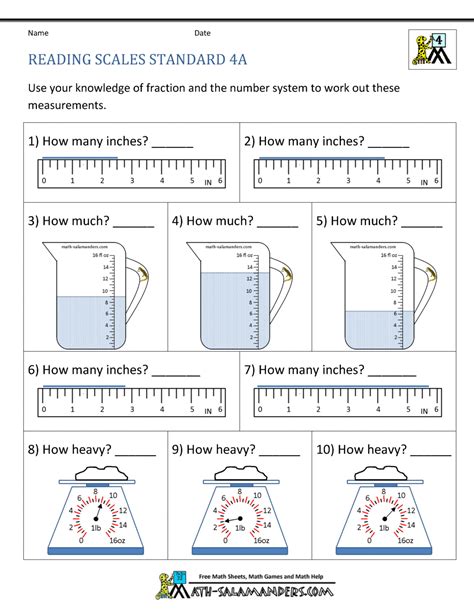 4th Grade Measurement Worksheets