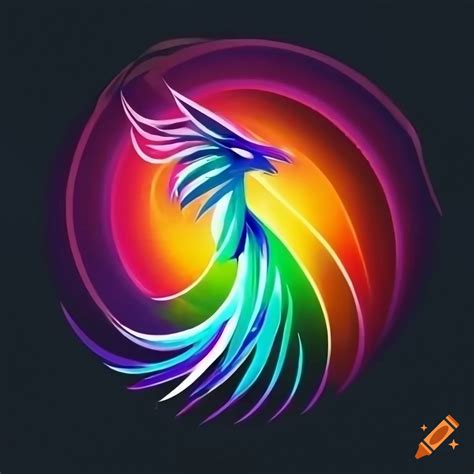 Rainbow phoenix logo in a circle design on Craiyon