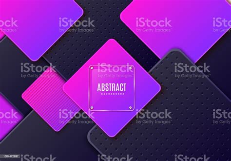 Abstract Horizontal Background With Glass Square Label Dark Grey And Neon Gradient Rhombus ...