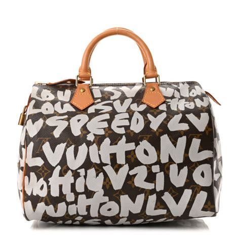 LOUIS VUITTON Monogram Graffiti Speedy 30 Silver 1173732 | FASHIONPHILE