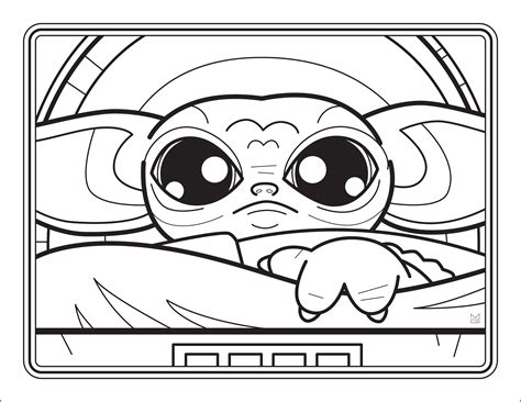 Baby Yoda Face Coloring Page Coloring Pages