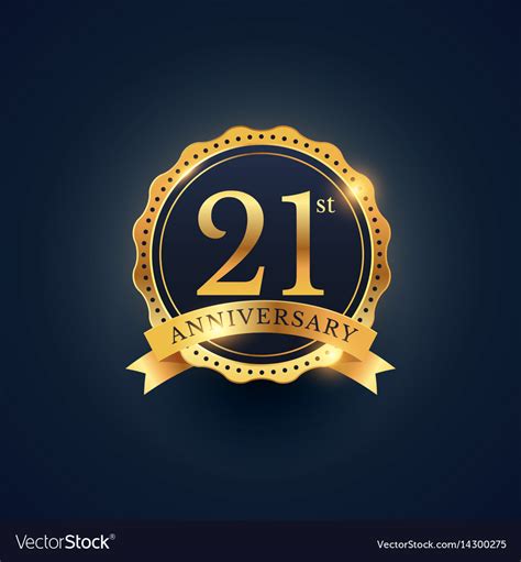 21st anniversary celebration badge label Vector Image