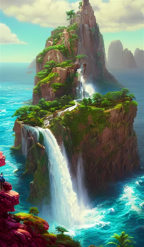 ArtStation - Fantasy Island Waterfall