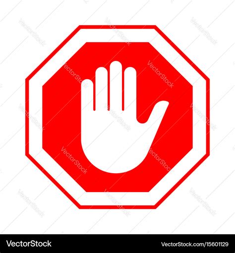 Stop do not enter stop red sign with hand Vector Image