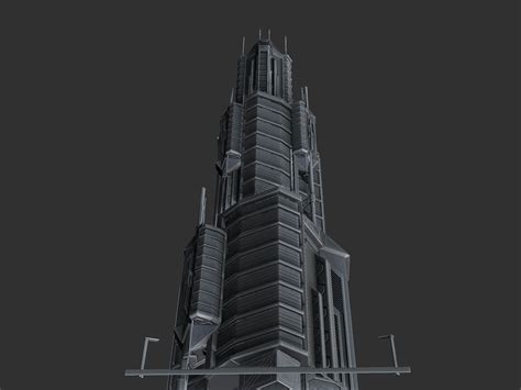 Sci Fi cyberpunk Building HD 3D Model $99 - .fbx .obj .max .unknown - Free3D