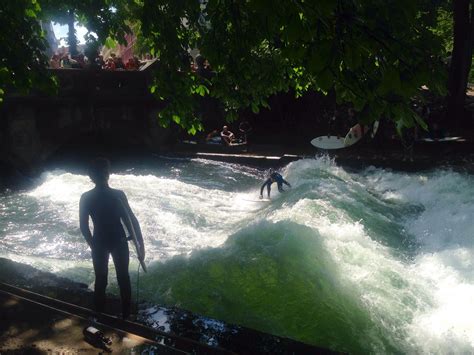 Surfing in the English Gardens in Munich