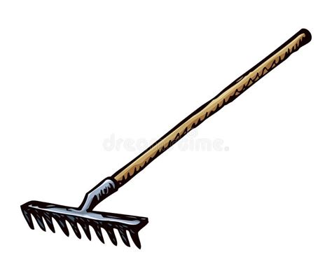 Rake. Vector drawing stock illustration. Illustration of equipment - 66713797