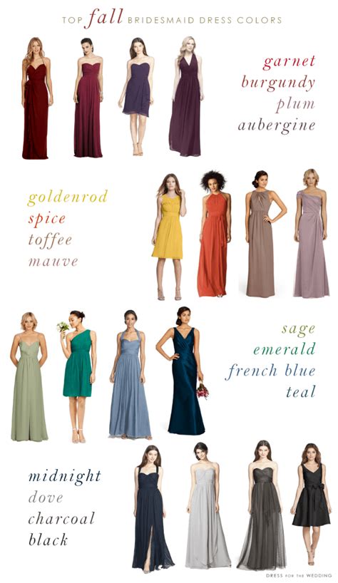 Bridesmaid Dress Color Chart