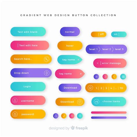 Premium Vector | Creative web buttons in gradient style