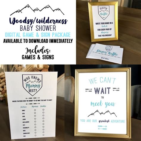 Wilderness Baby Shower Games and Signs Digital Package Baby | Etsy