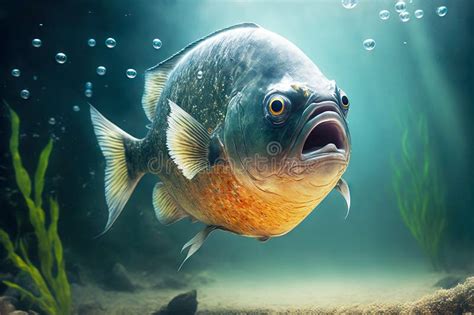 Large Predatory Piranhas Hunt in Warm Waters of Amazon Stock Illustration - Illustration of ...