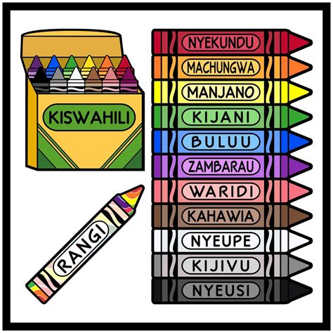 Crayons in Swahili / Colors in Swahili | Learn portuguese, Crayon, Language