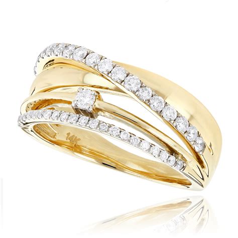 Designer Right Hand Diamond Ring for Women 0.55ct 14K Gold