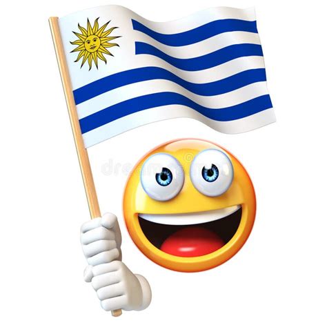 Emoji Holding Uruguay Flag, Emoticon Waving National Flag of Uruguay 3d ...