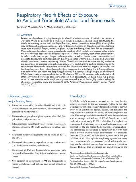 (PDF) Respiratory Health Effects of Exposure to Ambient Particulate Matter and Bioaerosols