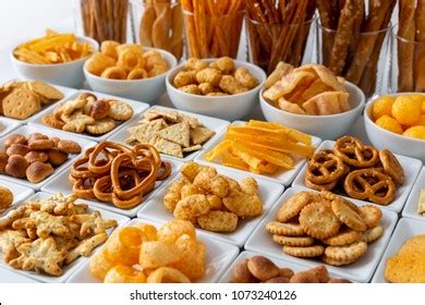 Rows Many Types Savory Snacks White Stock Photo 1073240126 | Shutterstock