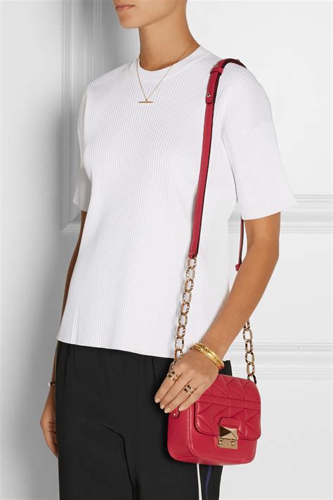 Lyst - Karl Lagerfeld Kuilted Mini Leather Shoulder Bag in Red