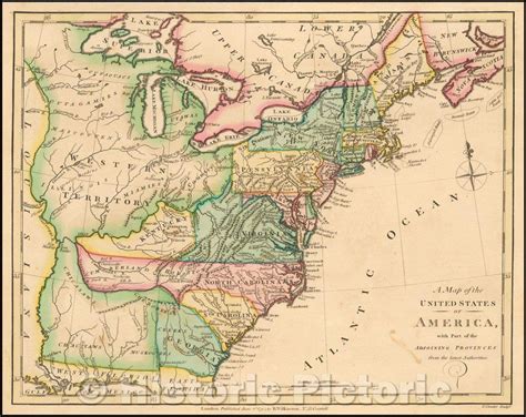 Historic Map - United States of America, with Part of the Adjoining Provinces from the latest ...