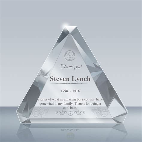 Retirement Gift Plaque – Crystal Trinity Award (003) – Goodcount 3D Crystal Etching Gift & Award