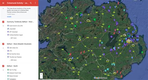 Current Map of Murals in Belfast [1741 × 939] © 2017 Extramural Activity : r/MapPorn