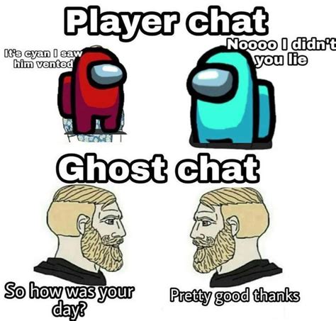 three different types of cartoon characters with the words player chat and ghost chat