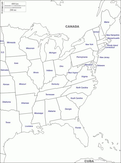 Printable East Coast Map