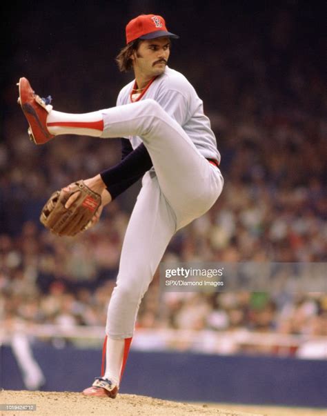 Dennis Eckersley, of the Boston Red Sox, pitching during a game from ...