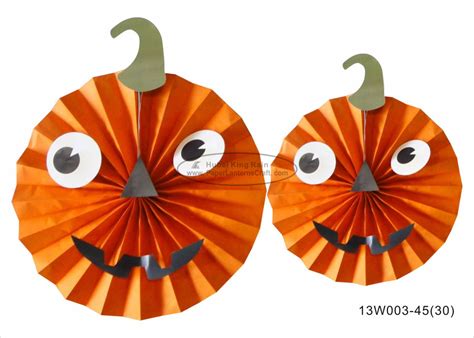 Lightweight Paper Halloween Decorations 10" 12" 14" Pumpkin Face Halloween Paper Fans