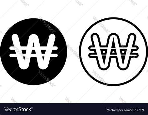 Korean won currency symbol icon Royalty Free Vector Image