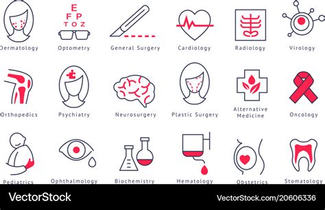 Different hospital department icons set Royalty Free Vector