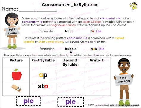 Reading Comprehension Worksheets - Consonant + _le Syllables Practice Pack