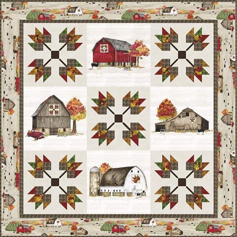 Fall Barn Quilts Panel Quilt Kit - 8893332637158