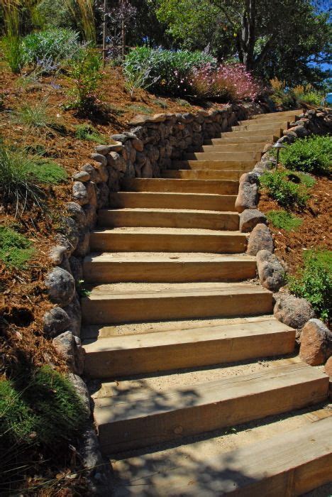 Hillside planting & steps/stairs | Garden stairs, Landscape stairs ...