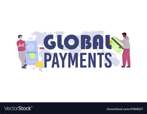 Global payments flat text Royalty Free Vector Image