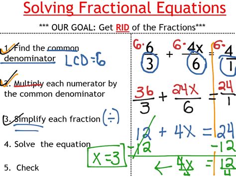 Solving fractional equations | Math, Algebra | ShowMe