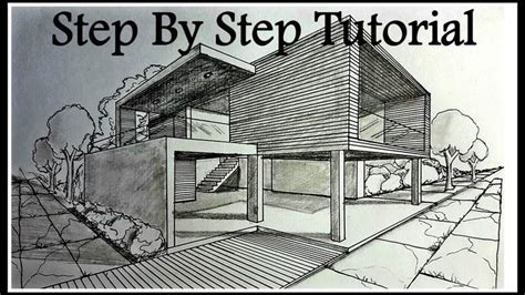 How to draw a House In Two points perspective| Step By Step drawing a ...