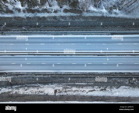 Highway in the forest. Aerial view. Empty road Stock Photo - Alamy