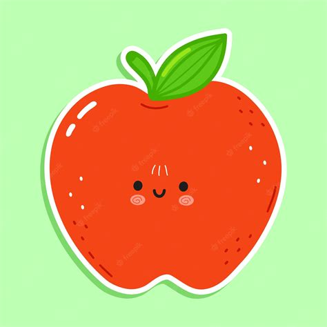 Premium Vector | Cute funny red apple sticker character