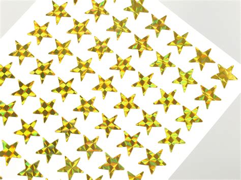 Mini Gold Star Stickers 15mm Yellow hologram sticky tags