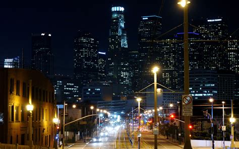 Los Angeles Skyline At Night wallpaper | Los angeles at night, Los ...