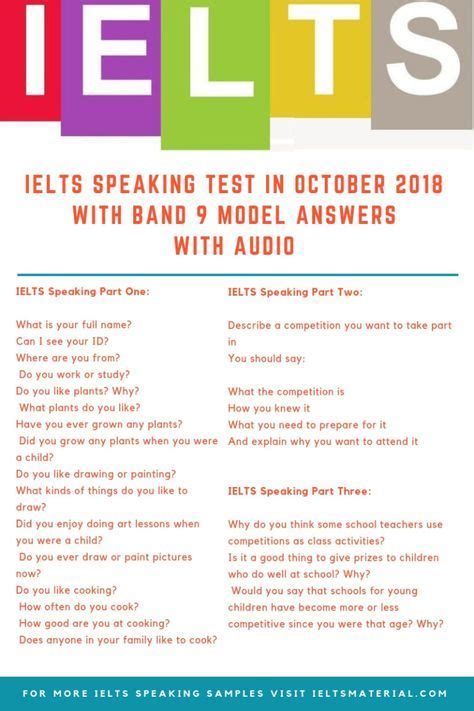 IELTS Speaking Test in October 2018 with Band 9 Model Answers with Audio | Ielts, Ielts writing ...