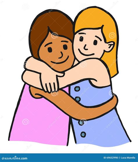 Hugging Children Friends Vector Illustration | CartoonDealer.com #69652998