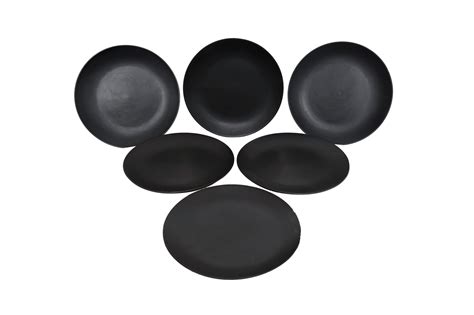 Dinner Plate 10 inches in Royal black colour (set of 6) handmade pottery - Stonish Stonewares ...