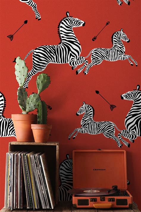 Red Flying Zebras removable wallpaper | COLORAYdecor.com Zebra Wallpaper, Animal Wallpaper ...