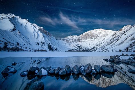 319x720 Snowy Mountains at Starry Night 319x720 Resolution Wallpaper, HD Nature 4K Wallpapers ...