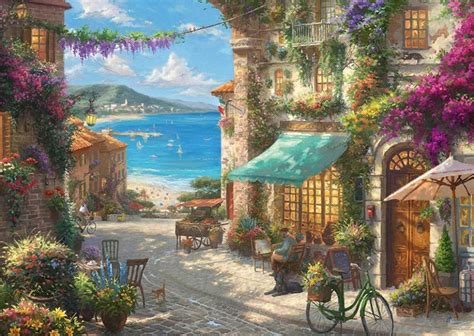 Schmidt puzzle 1000 pieces, Thomas kinkade .Cafe on the Italian Riviera