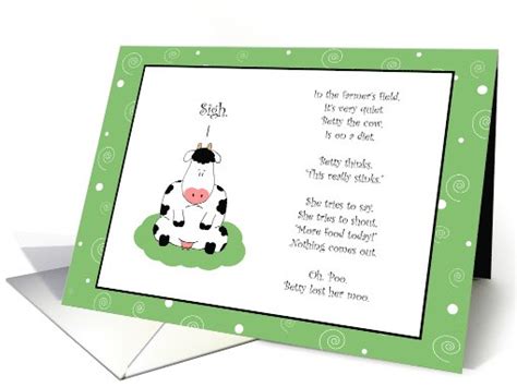 Funny Cow Poem, Lost Her Moo, Diet Encouragement card (1056221)