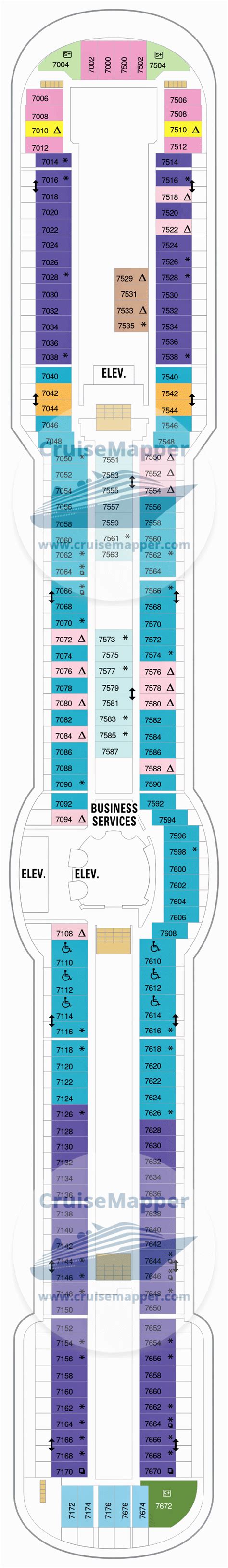 Radiance Of The Seas deck 7 plan | CruiseMapper